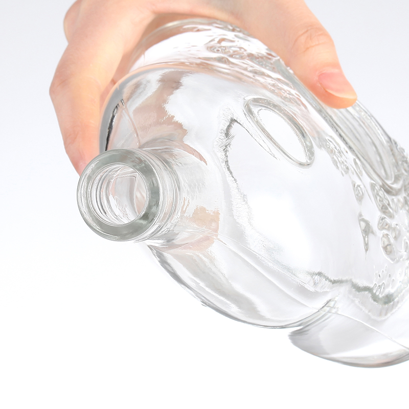 Glass Liquor Wine Whisky Bottle With Cork Lid Transparent Round Empty and Custom Size