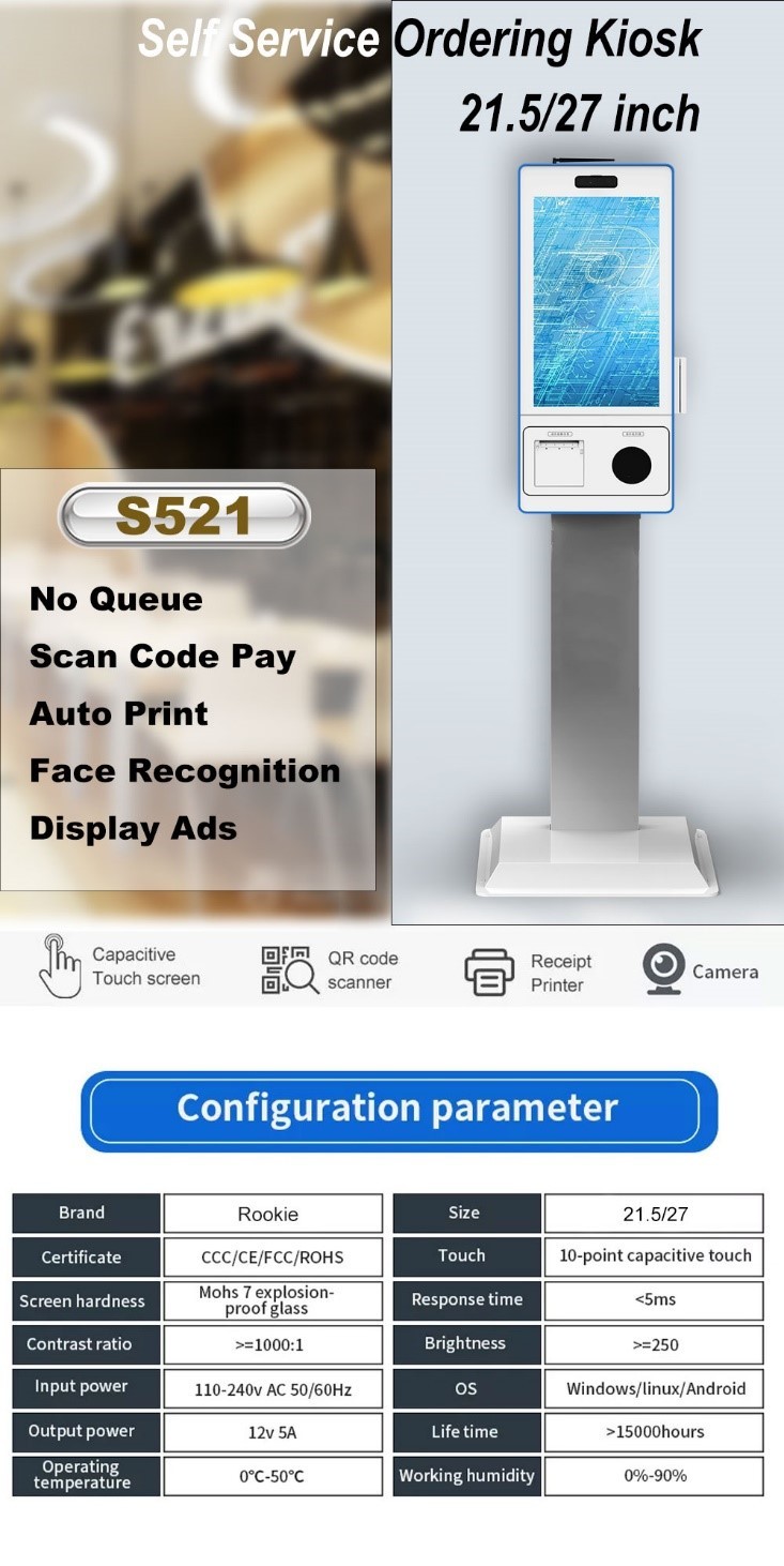 Supermarket 24 Inch POS Kiosk Self Check Out Kiosk Android Payment Machine