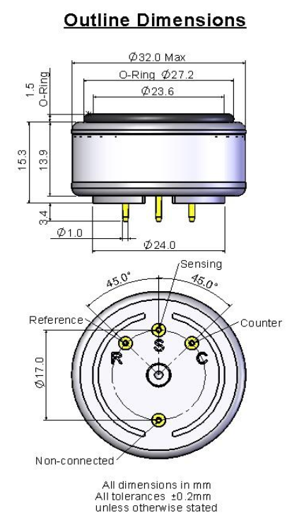 7HCN CLE-0731-700 7 Series Electrochemical Hydrogen Cyanide Sensor For Gas Detector
