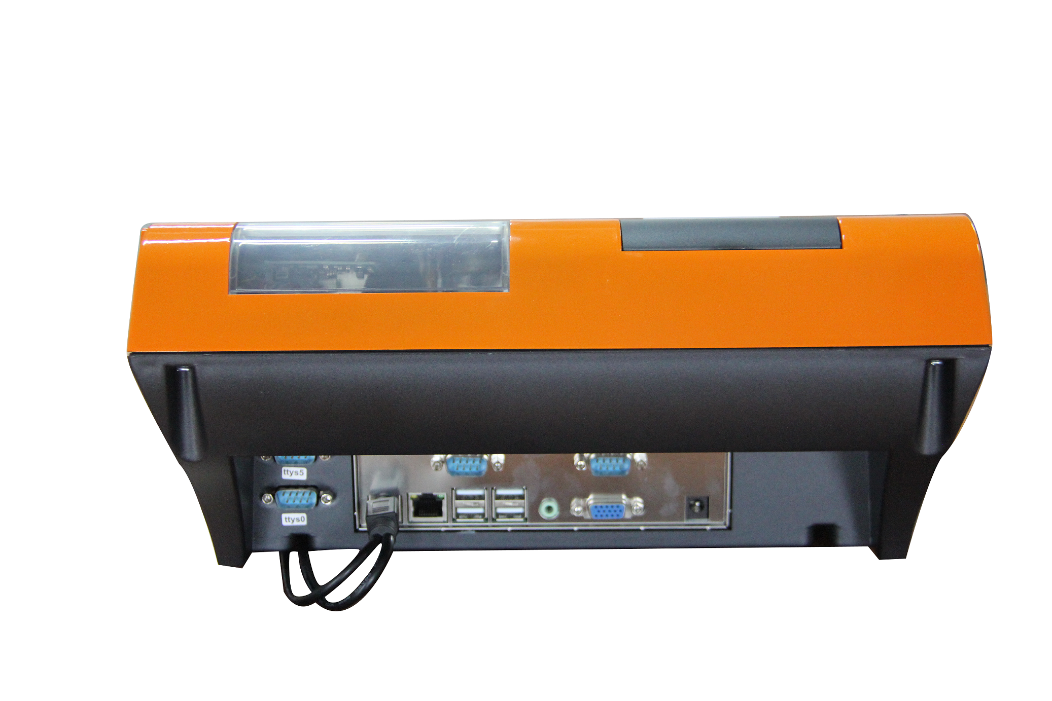 Orange Black 12 inch POS System with 58mm thermal printer and Resistance Touch Screen