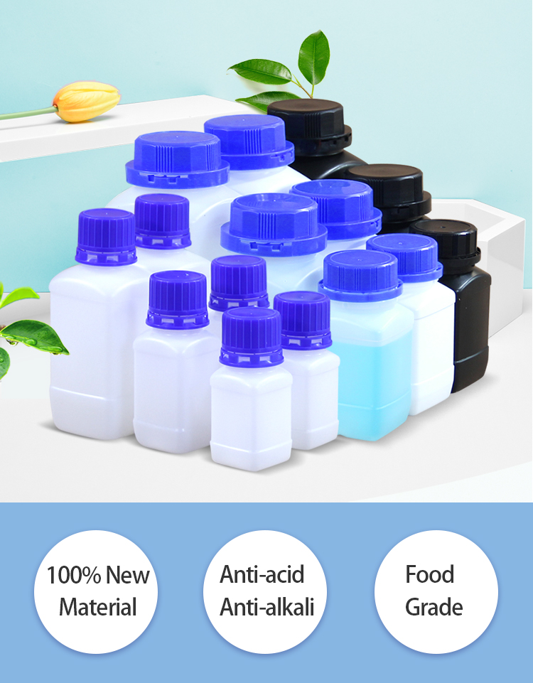 60ml 100ml 250ml 500ml 1000ml HDPE Empty Water Spice Shake Square Plastic Bottle