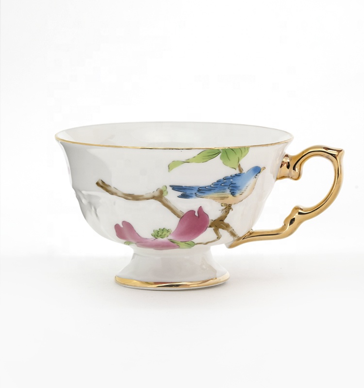 White Gold Rim Afternoon Tea Set With Cups And Saucers Porcelain Teapot And Cup Set