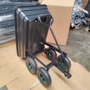 China 75L Poly Body Garden Dump Cart Large Capacity Poly Dump Cart With Tipping Function on sale