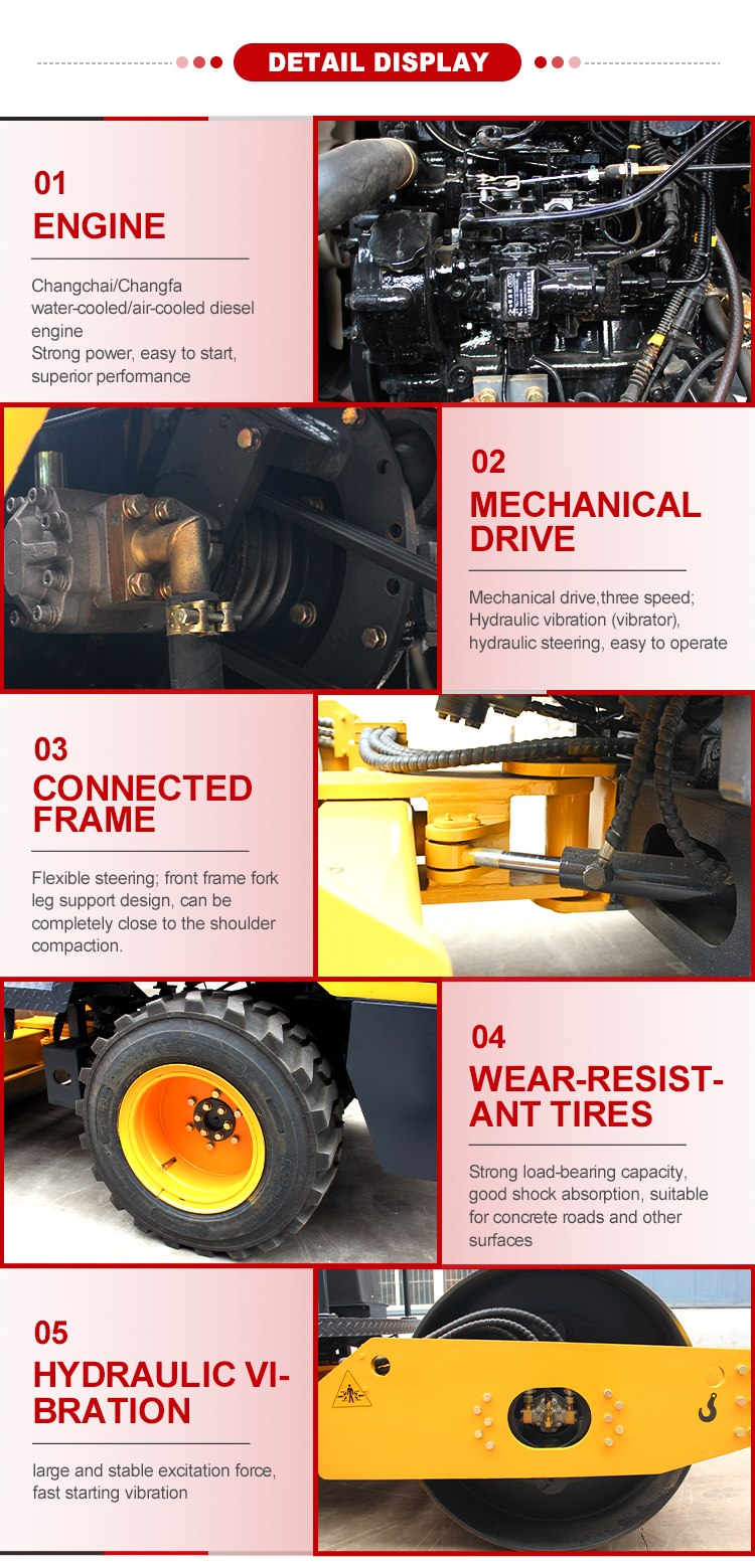 Farms 3.5ton 10 Ton 12 Ton Single Drum Vibratory Road Roller With Hydraulic Vibration