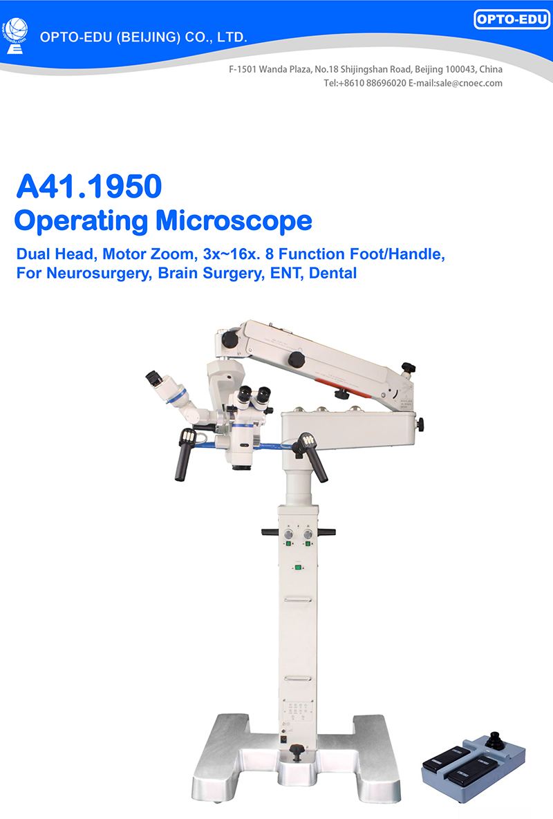 Dual Head Neurosurgery Operating Microscope Motor Zoom 3x-16x 8 Function Foot Handle A41.1950