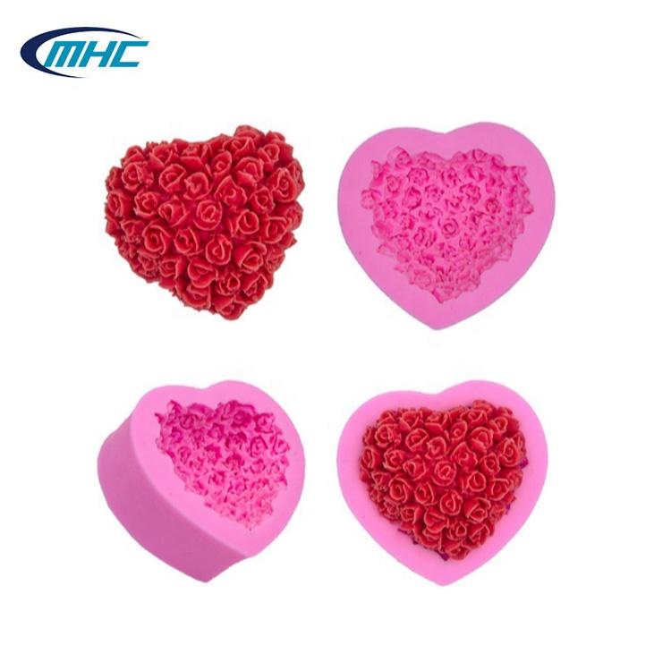 Food Grade Silicone Baking Utensils Fondant Cake Heart Rose 3d Silicone Mold