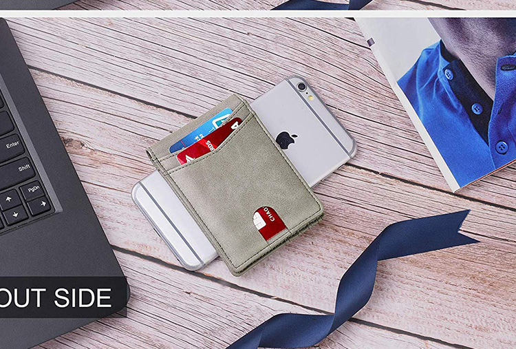 Men's Crazy Horse Leather Multi-card Bank Card Holder with Zipper and RFID Protection