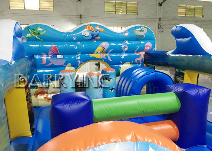 Seaworld Giant Commercial Inflatable Slide With Inflatable Bounce House Hand Printing