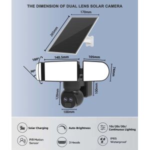 2K 4G Solar Security Camera 3.6mm 12mm Dual Lens Solar Floodlight Camera