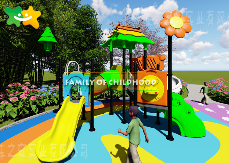 Kindergarten Plastic Kids Outdoor Playground Equipment Eco Friendly Non Toxic Material