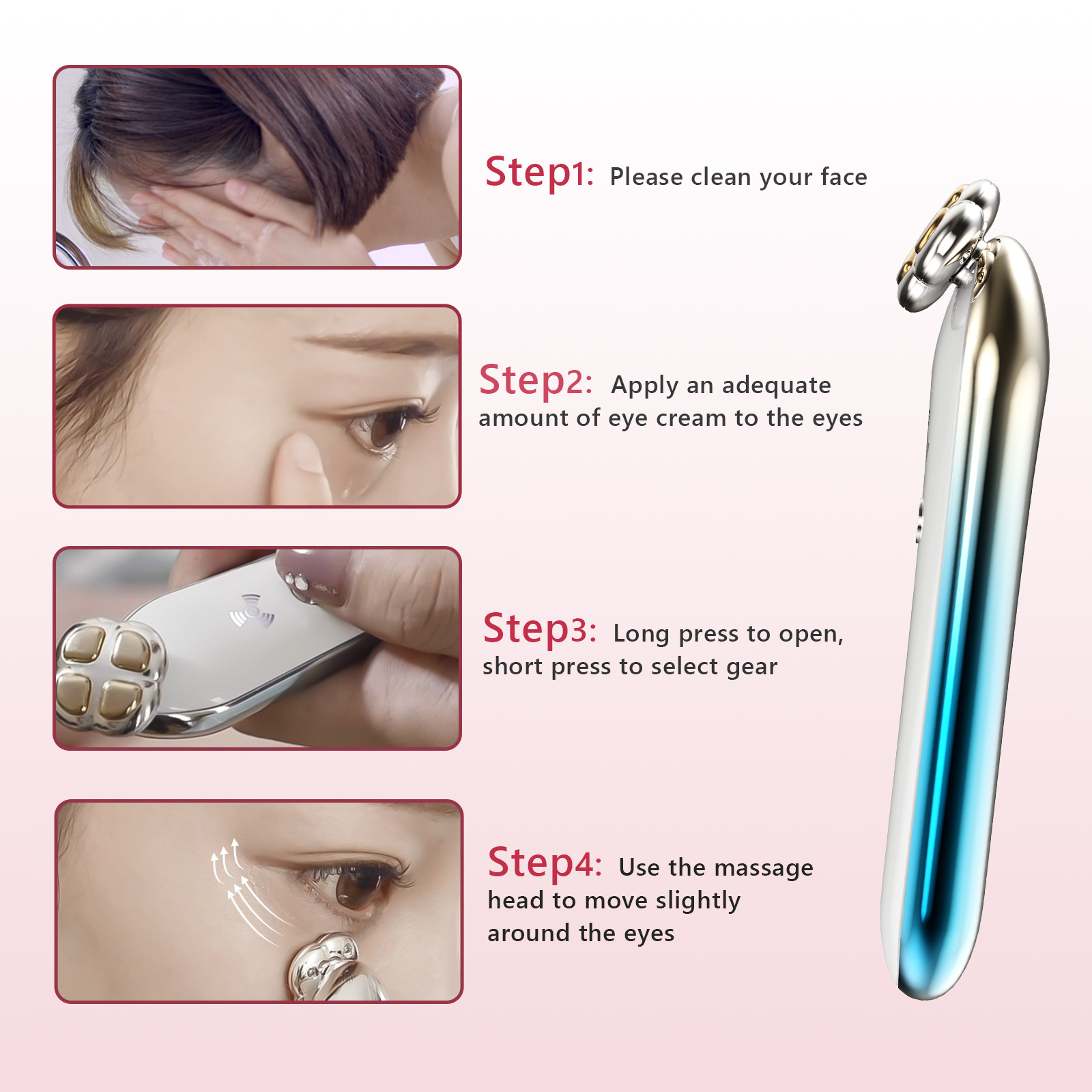 Small Radio Frequency Sonic 500mAh Vibration Eye Massager
