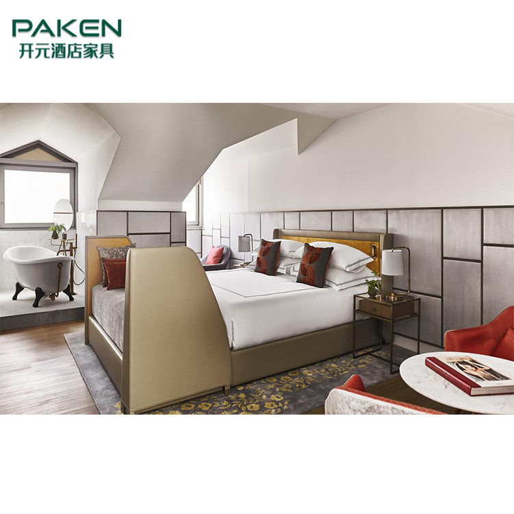 European Style Hotel Bedroom Furniture Sets Champagne Color