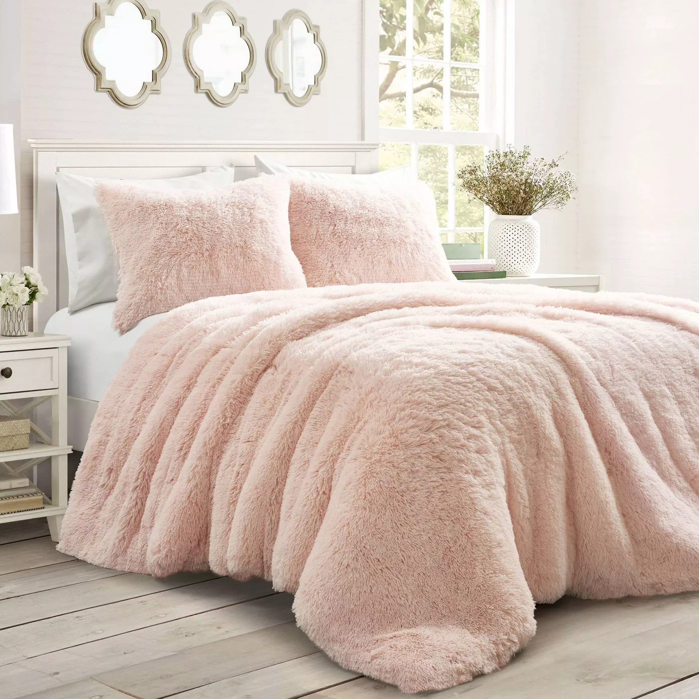 Customized Bedding Set Designs 3 Piece Luxury Soft Shaggy Plush Faux Fur Comforter Set