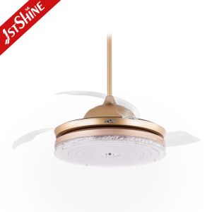 Invisible Acrylic Lampshade Foldable Ceiling Fan With Dimmable Light