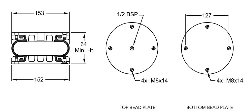 W01-R58-4078 Firestone Air Spring 6X1 Air Bag Replacement 50mm