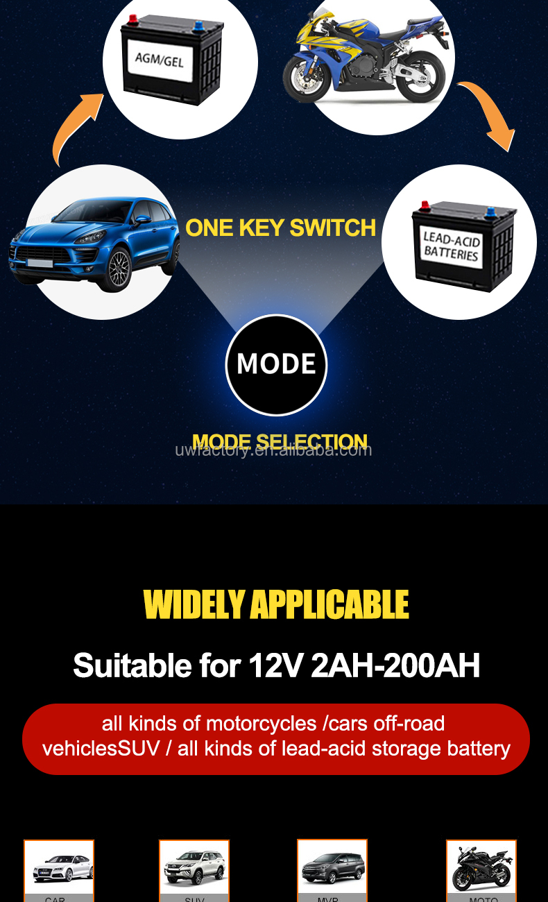 90% Charging Efficiency 12V Intelligent Pulse Repair Battery Charger for Electric Vehicle E-bike Scooter 4-100ah Battery Pack