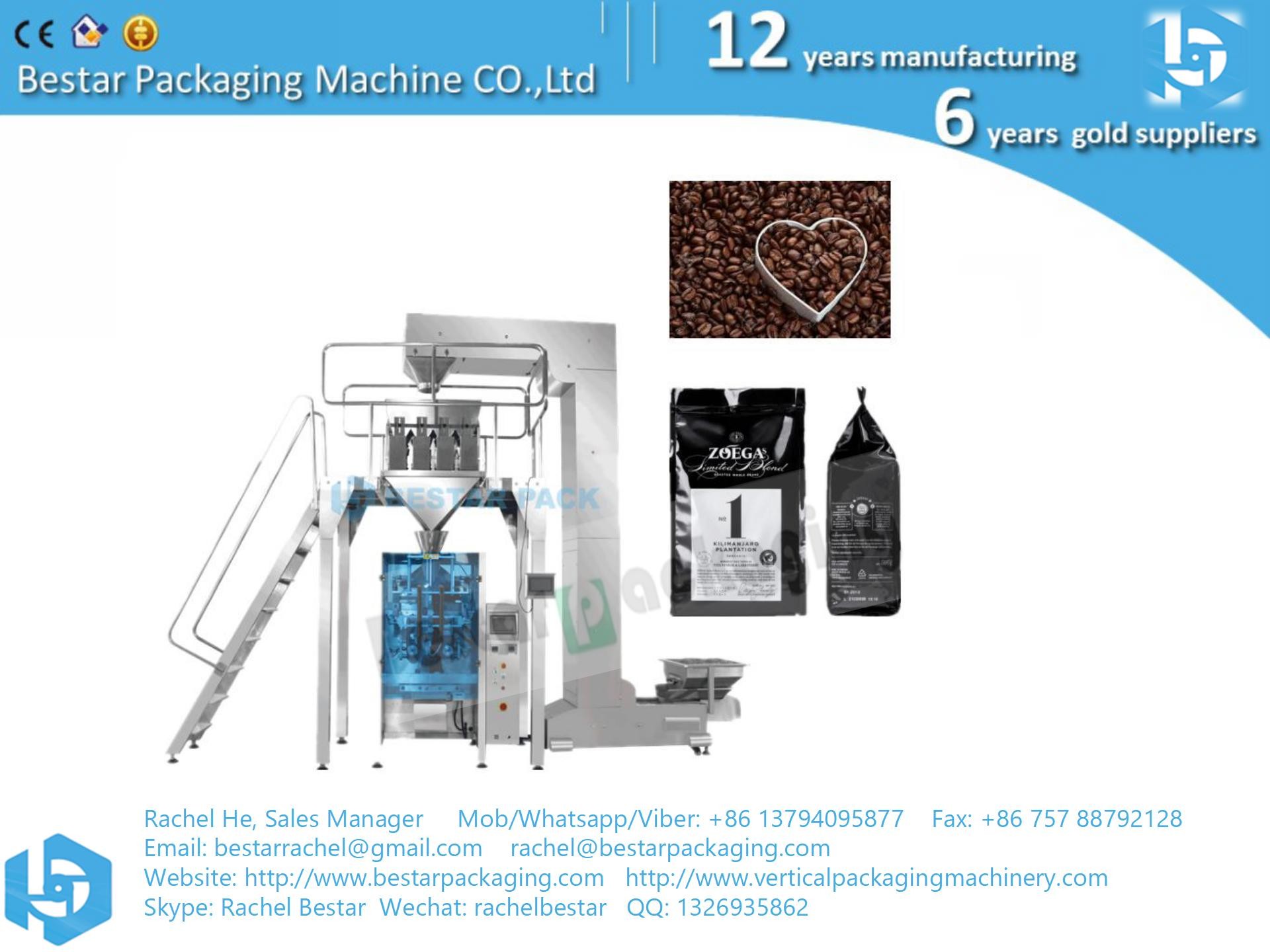 Stainless steel packing machine for coffee bean weighing packing and sealing