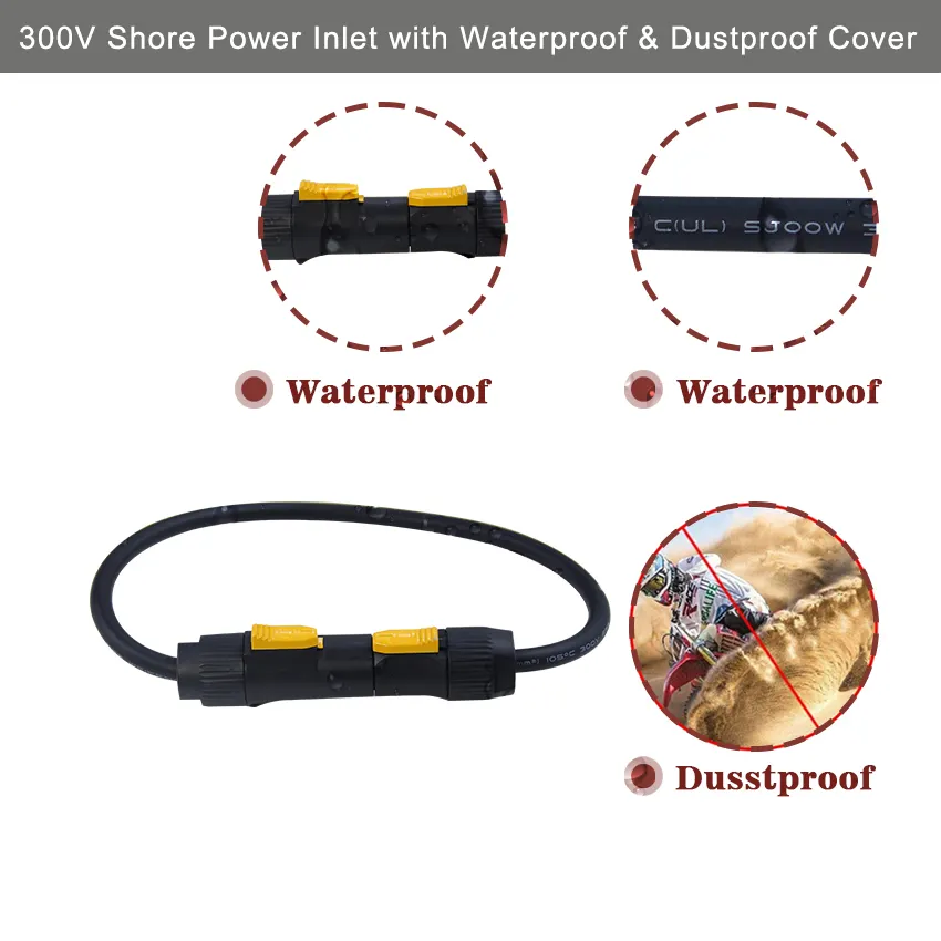 Yellow Locking Power Extension Cord for Stage Lighting 14AWG