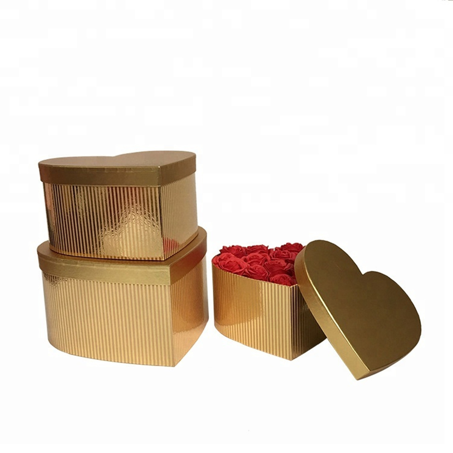 Gold / Silver Cylinder Chipboard Gift Boxes For Flower Packaging Heart Shaped