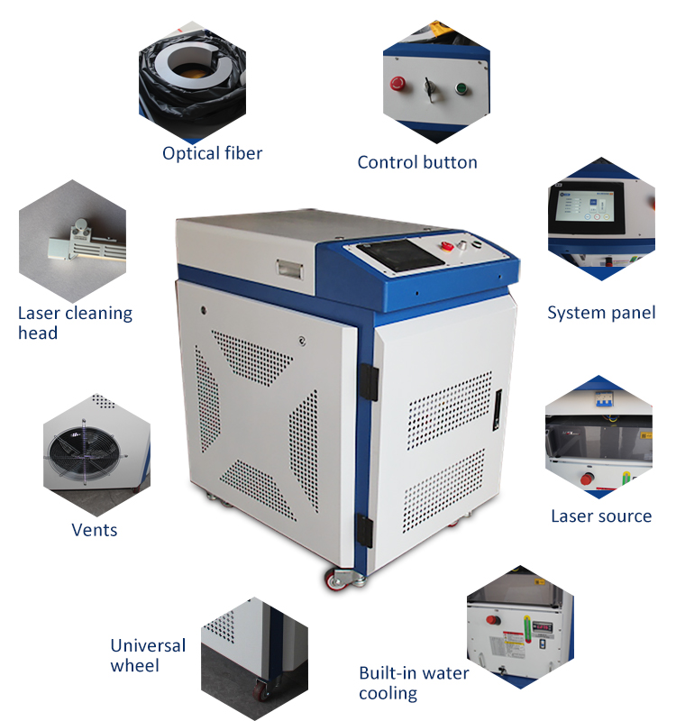 1000W 1500W Large Format Fiber Laser Cleaning Machine Metal Rust Removal Laser And Cleaner