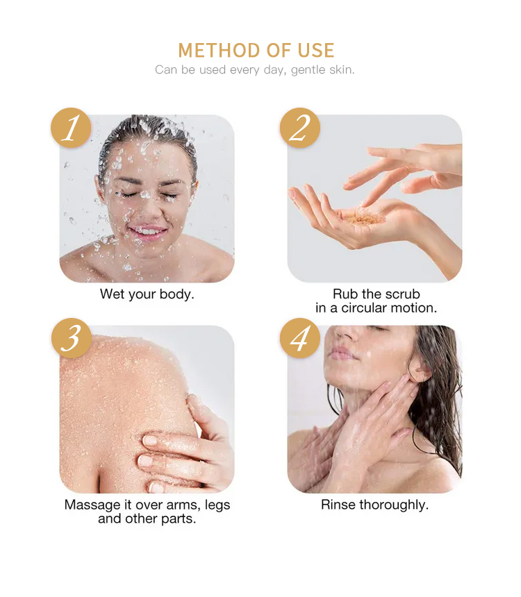 210g 24K Gold Exfoliating Sugar Body Scrub OEM Skin Care Products GMPC Approval