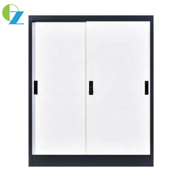 Short 2 Shelf Cabinet Sliding Door Steel Storage Office Cupboard Display Filing Cabinet