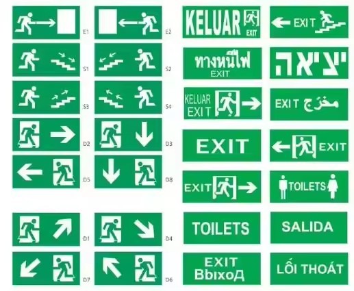 3W LED Fire Sign Emergency Indicator Wall Mounted Exit Light With Iron Sprayed Sheet ABS And Glass