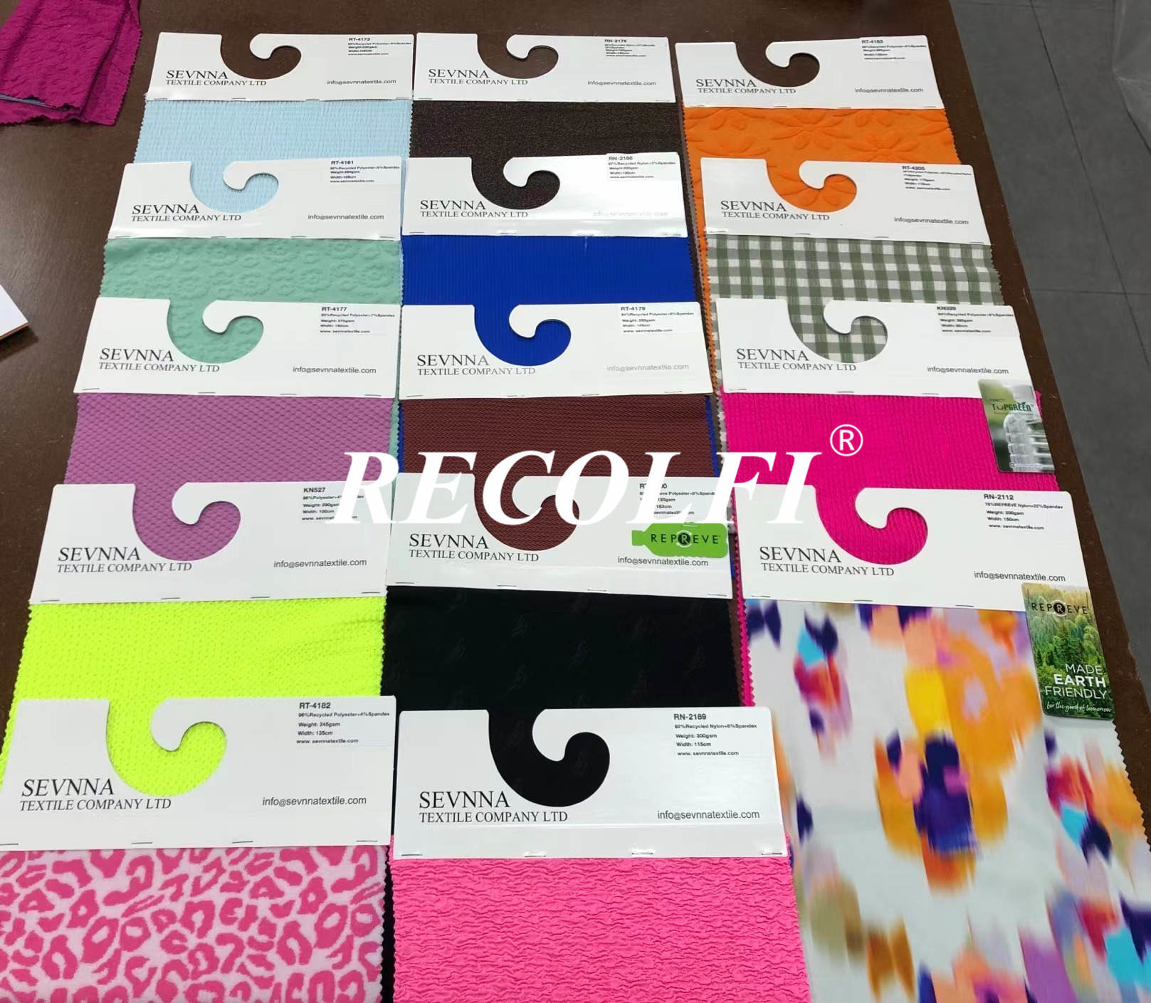 Multiple Repreve Swimwear Fabric Samples For Customer Quality Checking