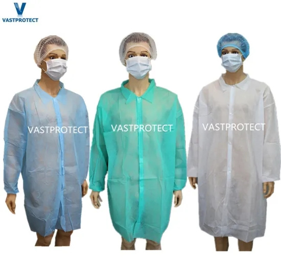 Wholesale Custom White PP/SMS/Microporous Uniform Visitor Coat