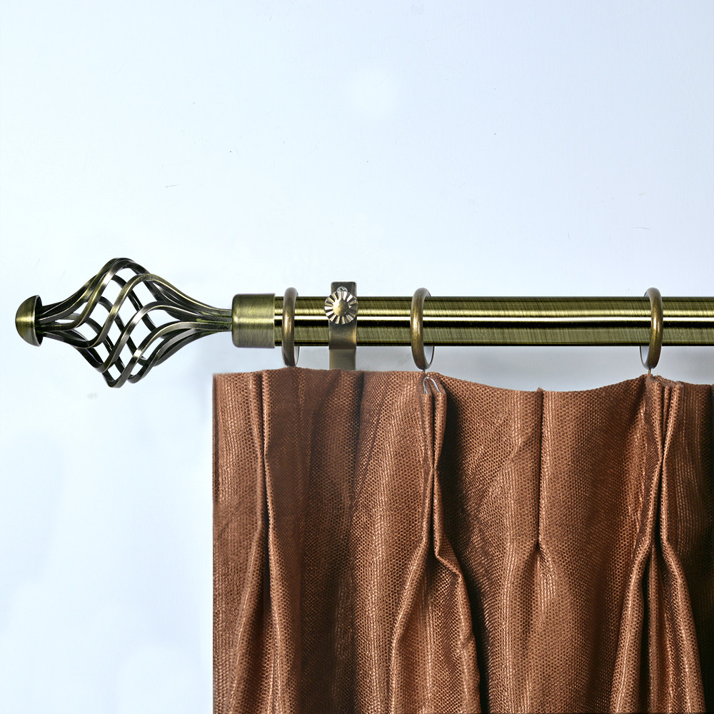 Luxury Extendable Bedroom Aluminium Double Curtain Rod Set With Iron Finial