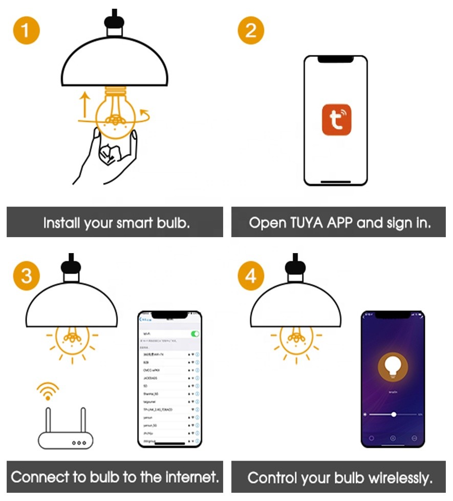 Wireless 6 Watt Smart Wifi LED Bulb CT 2700K Soft Warm White Voice Control Light Bulb