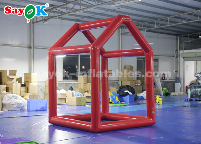Red Custom Inflatable Products , 0.6mm PVC Tarpaulin Cube Inflatable Photo Booth Frame For Advertising