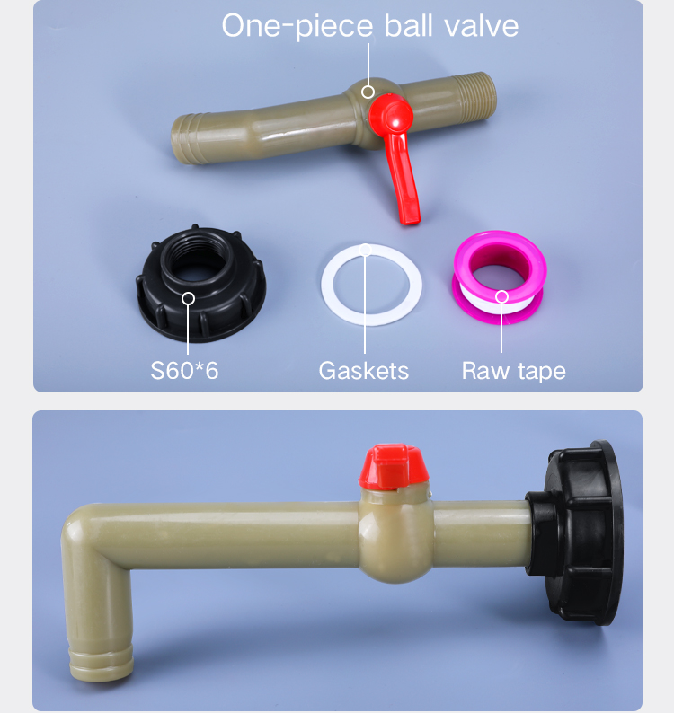 Reducing Water Waste S60x6 Adapter Faucet for IBC Tank Tap Coarse Thread 1/2 3/4 1inch