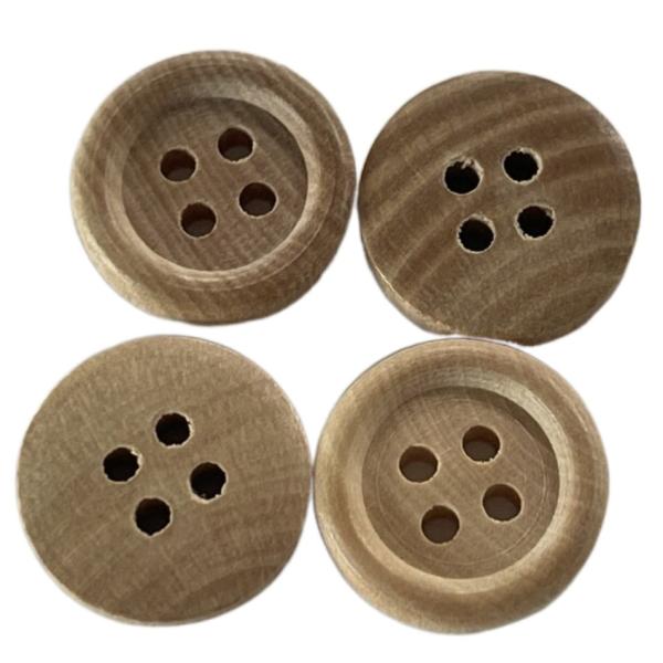 Luxury Natural Wooden Buttons 4 Hole With Wood Texture 28L Environmentally