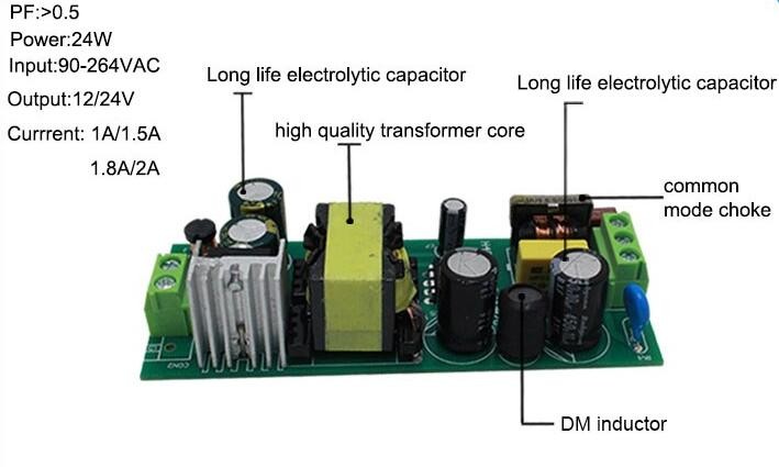 Constant voltage 12v 24w led driver LED Power Adapter LPS 87% Efficiency