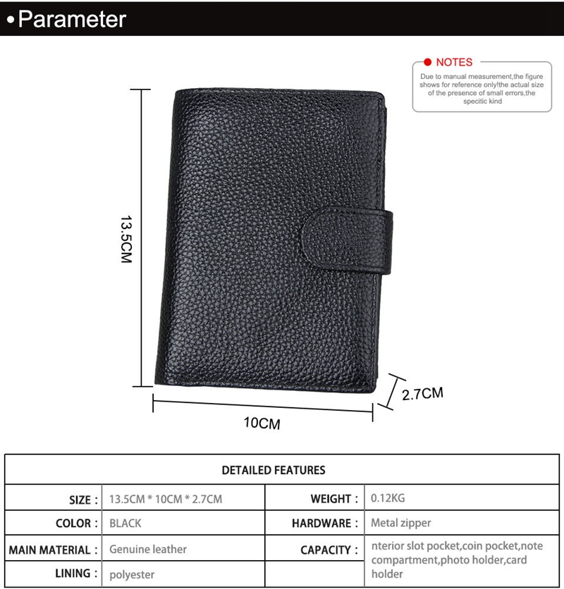 Men's Cowhide Wallet with Custom Logo RFID Blocking and Money Clip in Vintage Design