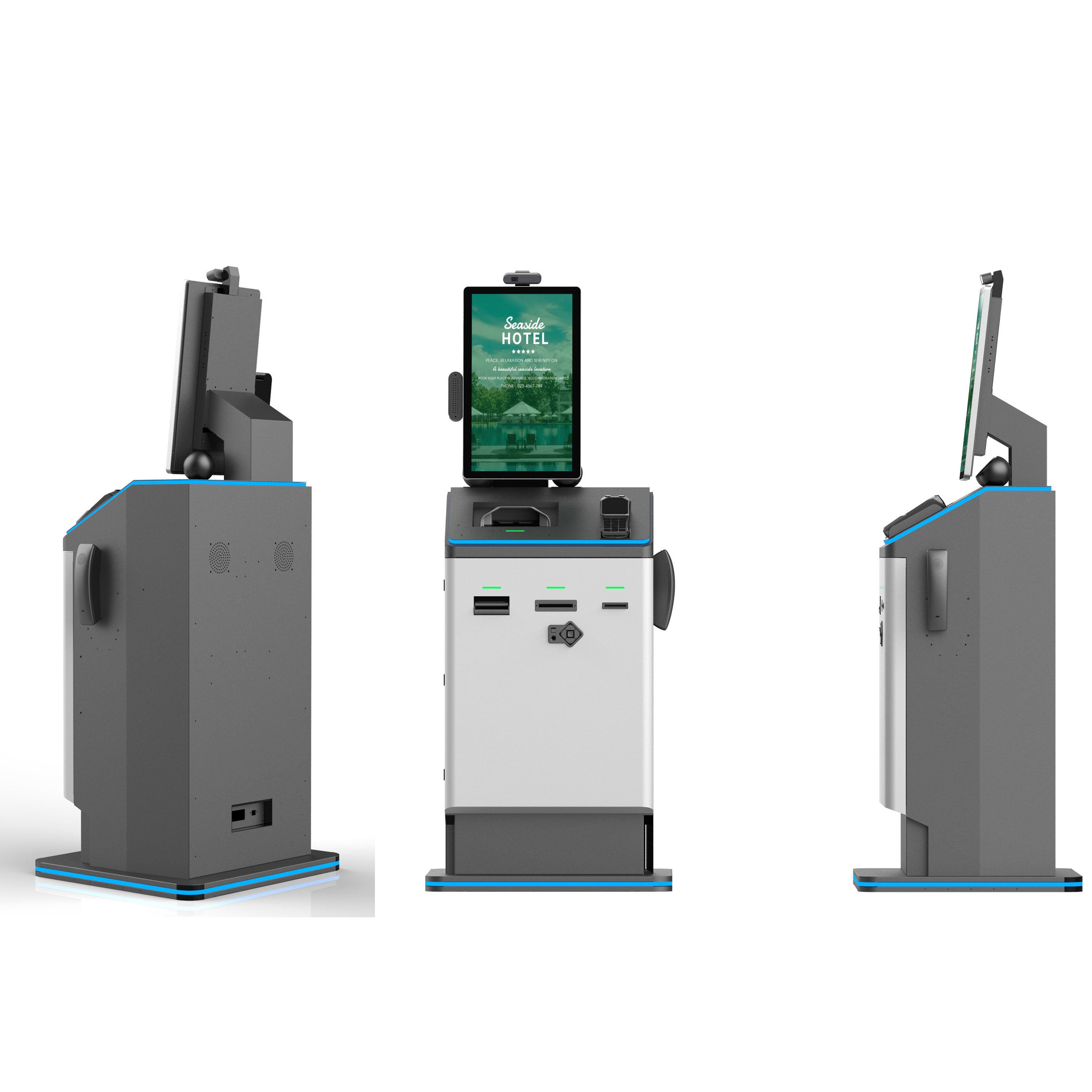 21.5 Inch Hotel Lobby Self Service Check In Kiosk With Passport Scanner / Key Dispenser