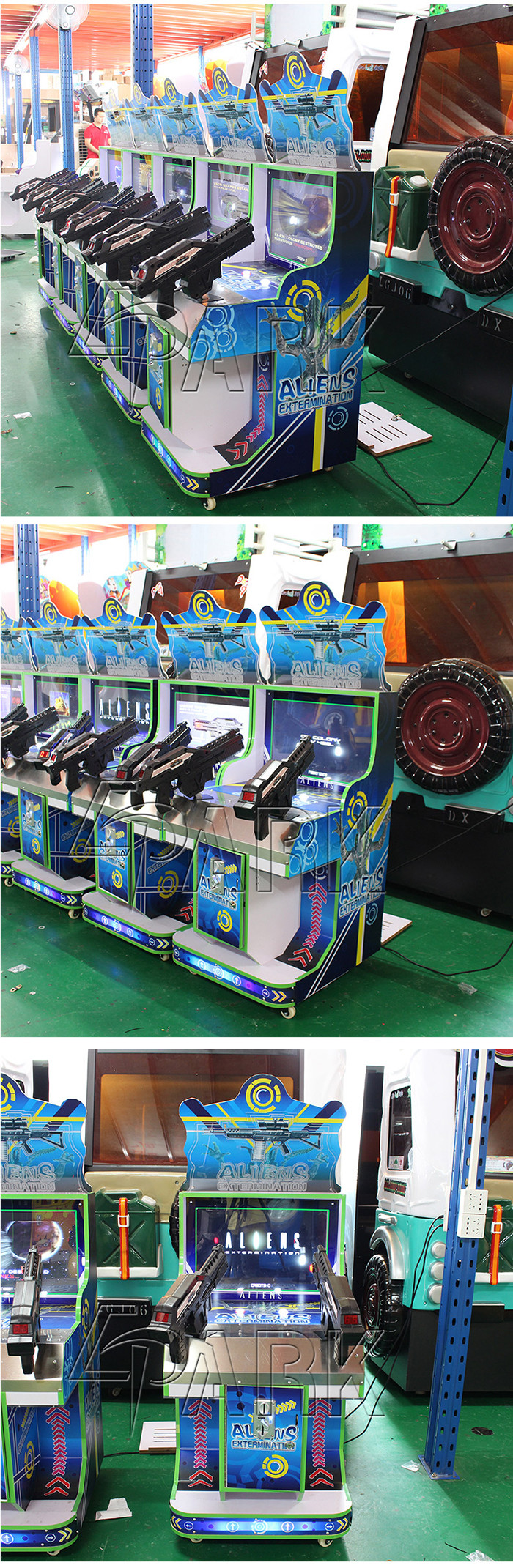 Alien Themed Shooting Arcade Machines , Two Players Video Game Simulator