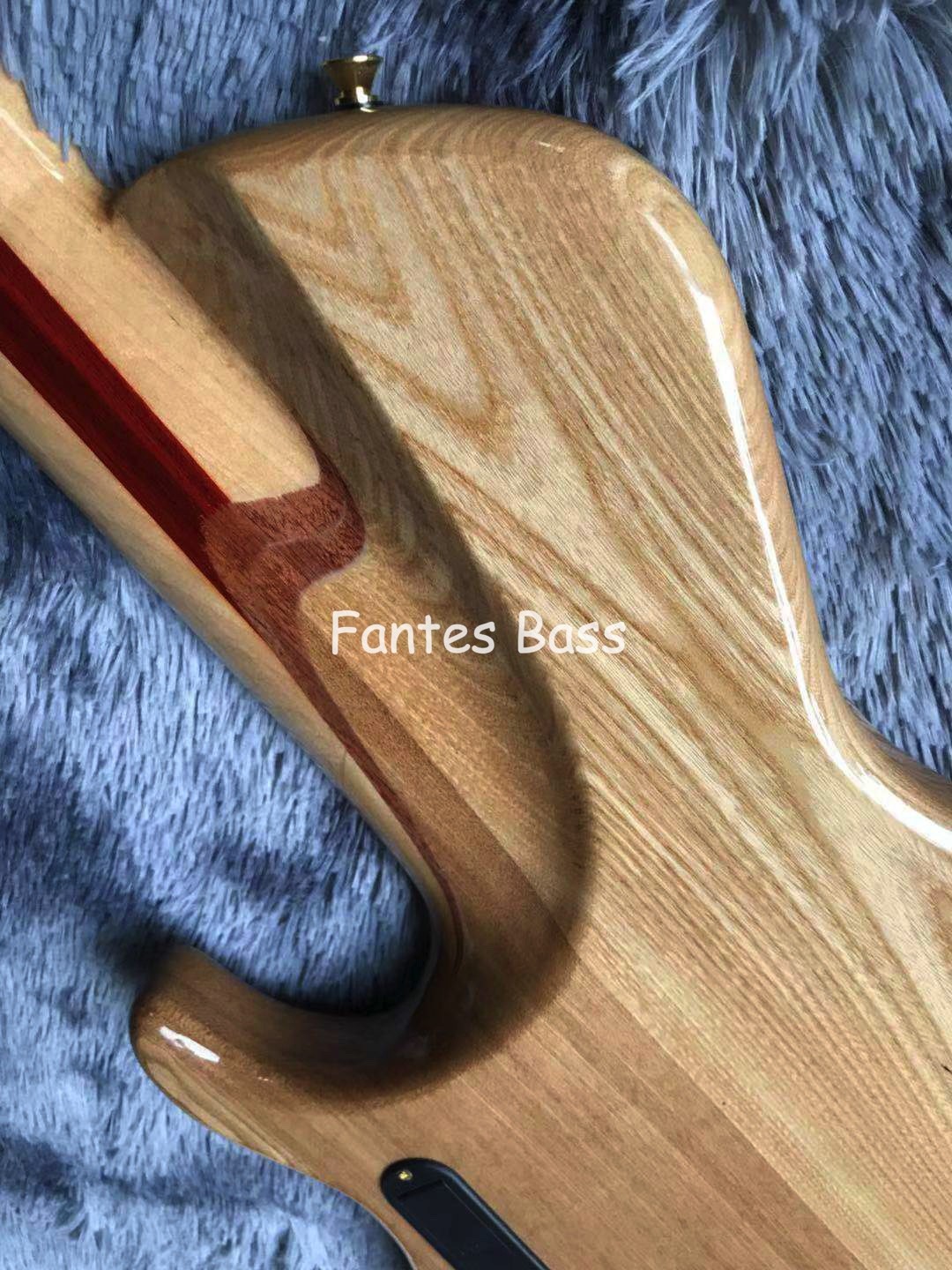 Neck Through Body Ash Wood 6 Strings ButterFY Style Electric Bass 940mm Scale Lengthen