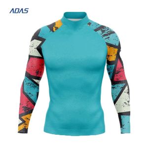 Custom Fight Compression Mens Rash Guard Shirts Embroidery Breathable