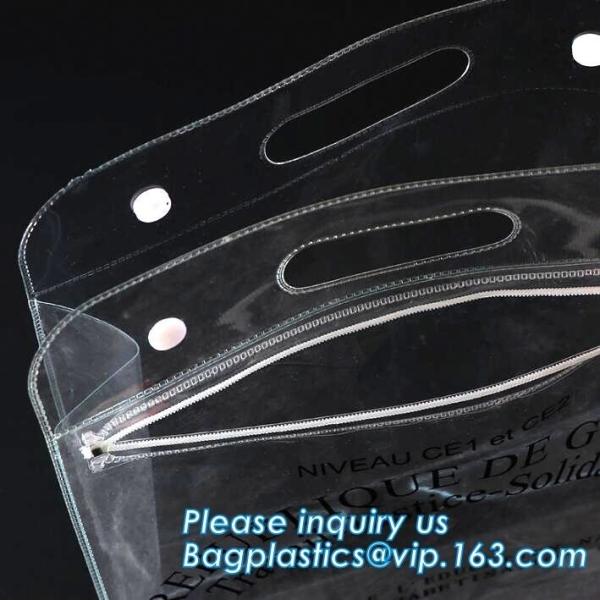 Vinyl Pvc Zipper Heavy Duty Clear Plastic Bags With Handles, Eco-friendly Clear