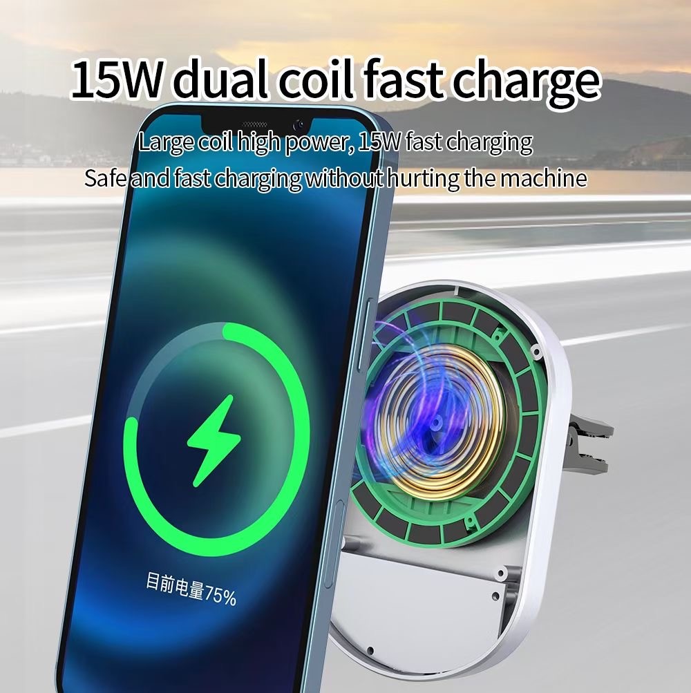 Iphone 3 In 1 Magnetic Wireless Charger ABS 5W 7.5W 10W 15W Air Vent Holder