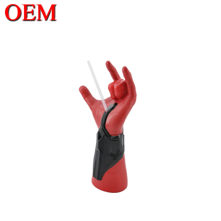 Custom Spider-Man 3D Model Bottle OEM Character Shape Straw Cup Made ABS 50oz Cup Factory