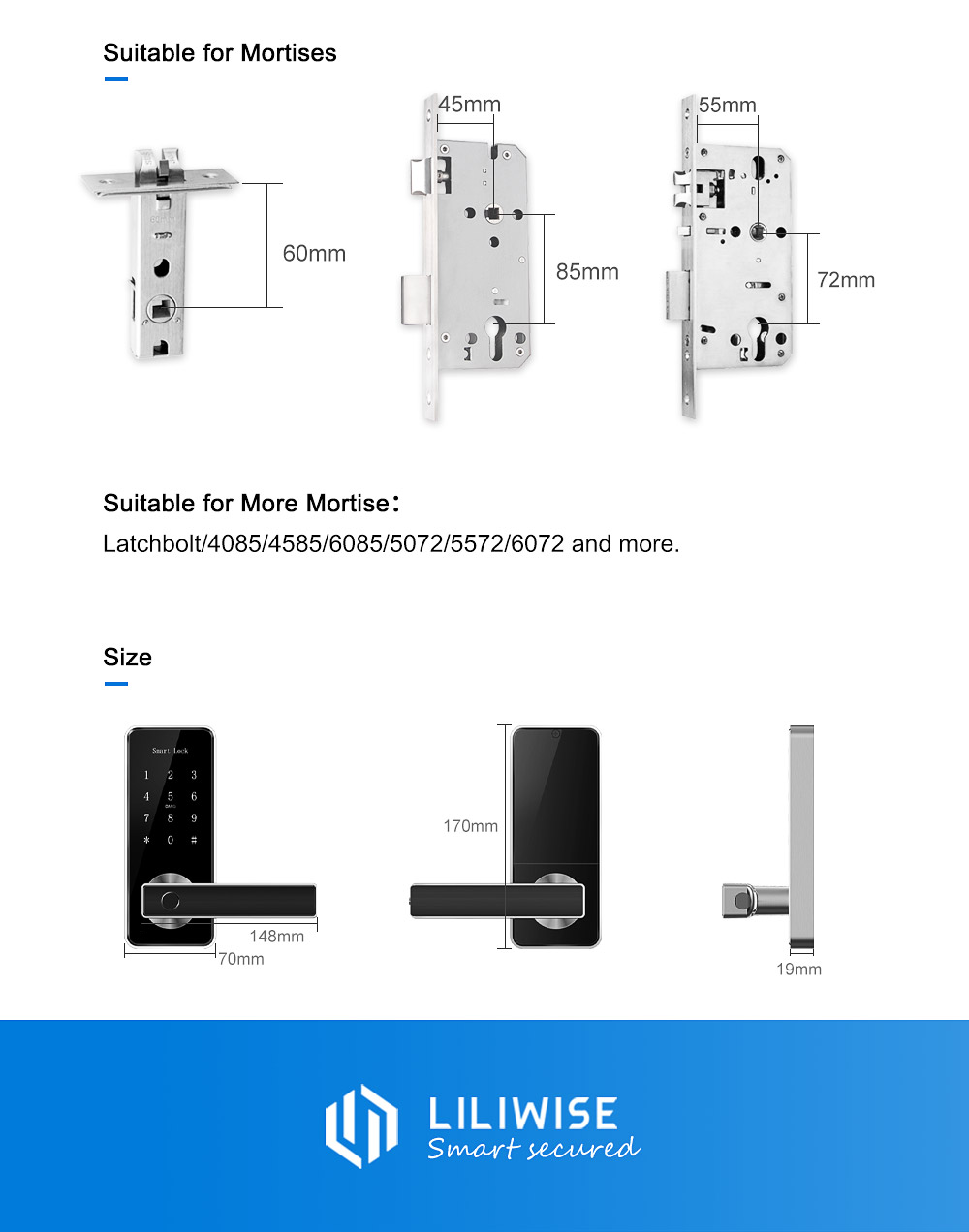 High Security Door Locks Code Lock Keyless Card Reader and Keypad for Home