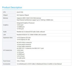 Customized LGA 1155 motherboard H61 PC motherboard support i3 i5 i7 cpu DDR3 for