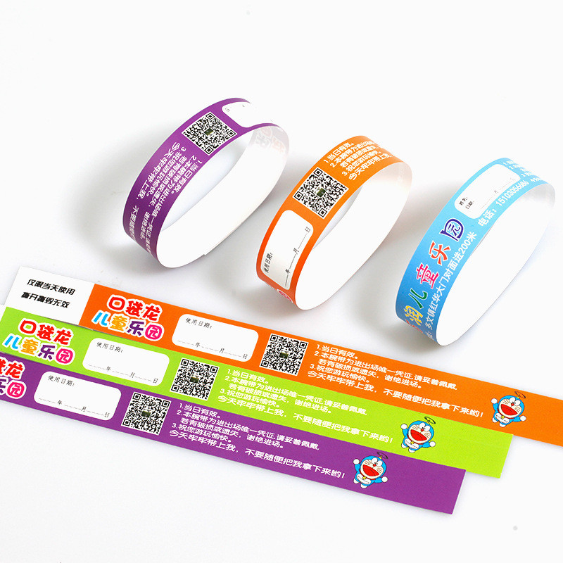 Event PP Synthetic Paper Custom Wristband Logo Printed Water/Sweat Resistant Party Park Entry Admission Wrist Bands