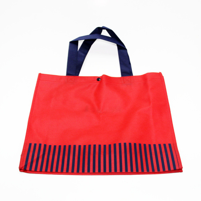 Red Seaming Non Woven Polypropylene Tote Bags Shopping Custom Printed Recyclablew