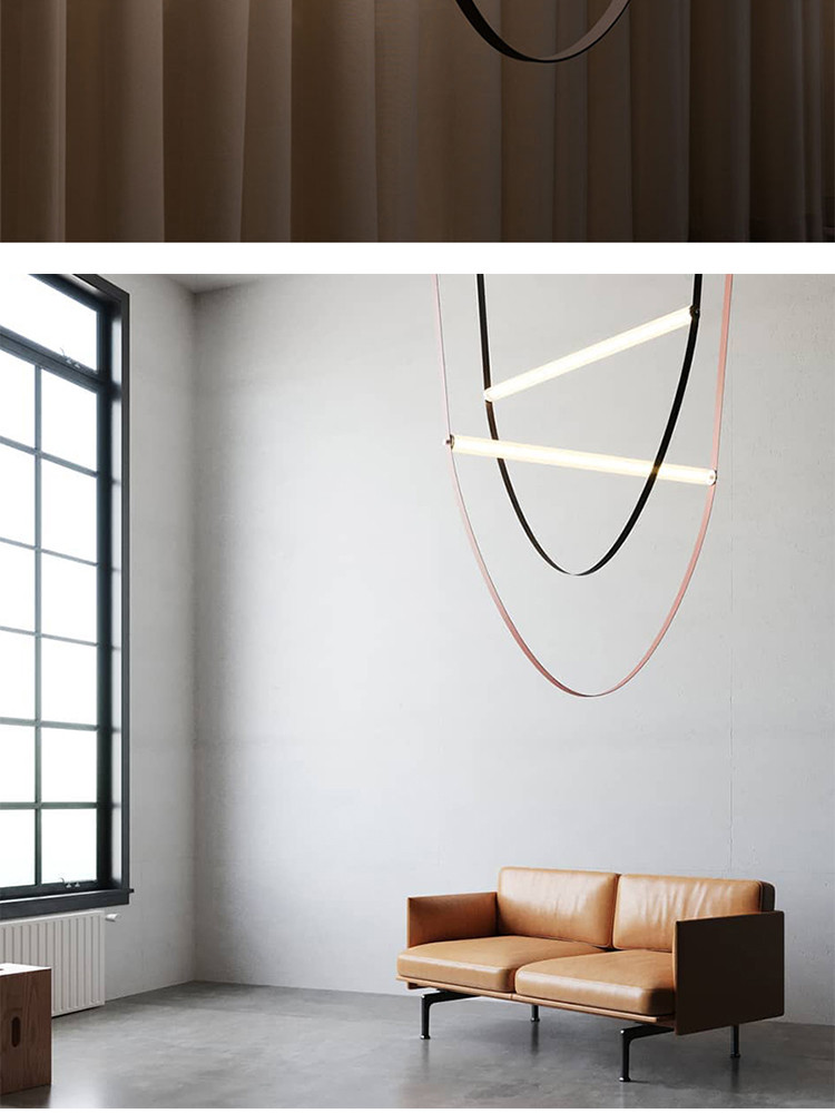 Postmodern Leather Belt Chandelier Living Room Villa Building Coffee long Chandelier(WH-MI-383)