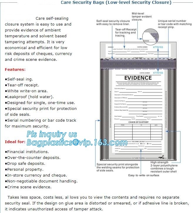 Document safe tamper proof bank deposit bag, Steb Plastic Money Pe Bank Deposit Coin Security Pouch Bags With Seal For C
