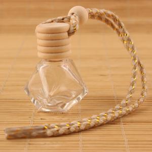  8ML Diamond Perfume Bottle, Car Perfume Bottle Pendant, Transparent Glass, Empty Bottle with wooden cap Manufactures